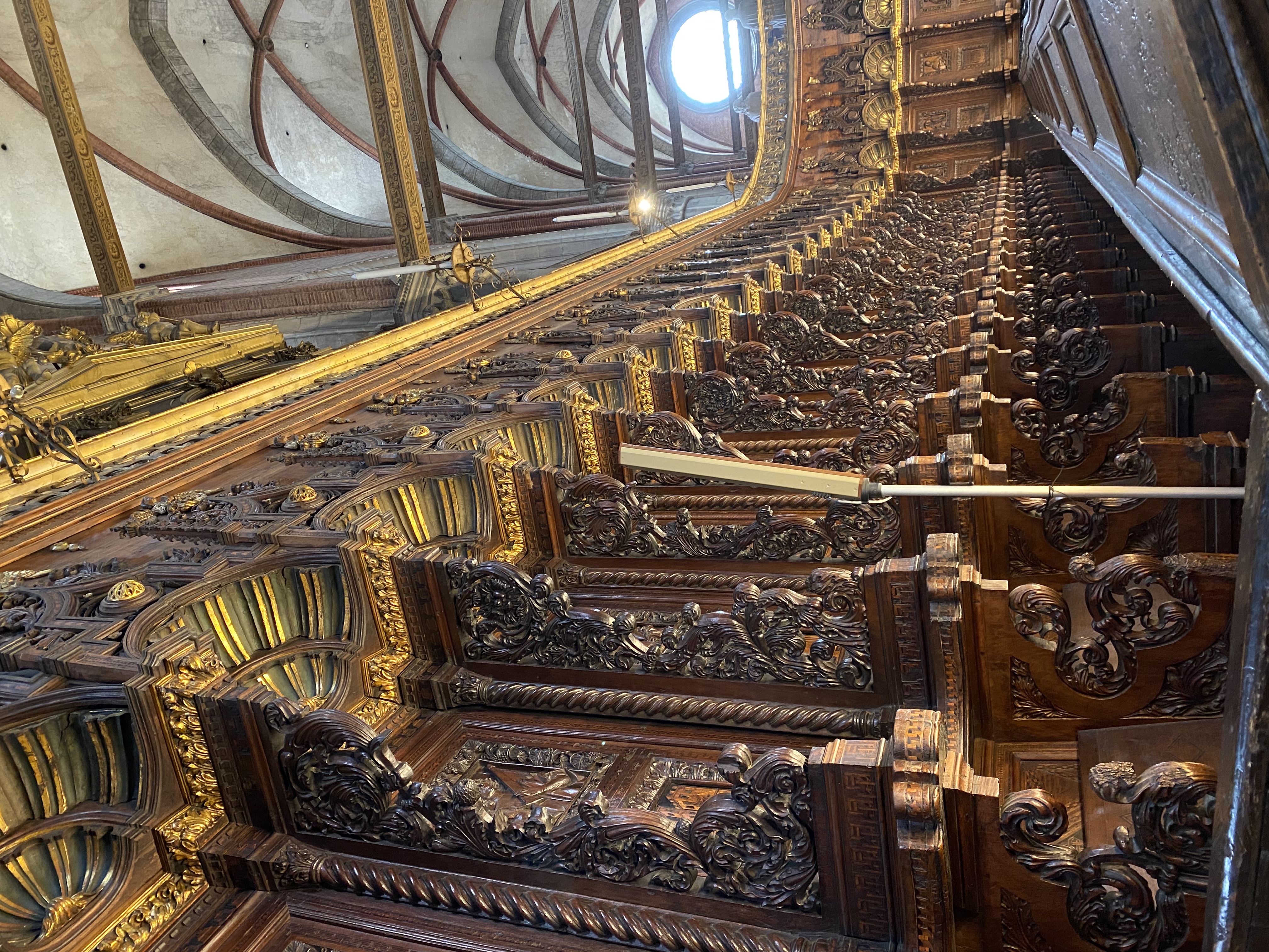 The elegant papal council seats of the Basilica di Santa Maria Gloriosa dei Frari in Venizia.